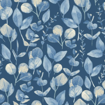 Hoopla Walls Watercolour Leaves Slate Blue Wallpaper - HWA1412W