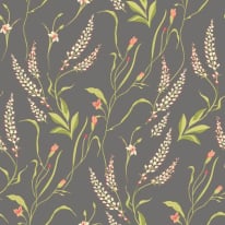 Hoopla Walls Springtime Meadow Charcoal/Coral Wallpaper - HWA1417W