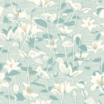 Hoopla Walls Lino Leaves Duckegg Wallpaper - HWA1439W