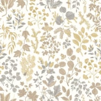 Hoopla Walls Botanical Leaves Stone/Sand Wallpaper - HWA1446W