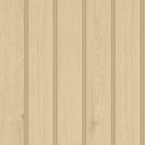 Close-up material sample of the Hoopla Walls HWA1475W design showing the sand tongue and groove plank print on a non-woven base.
