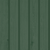 Close-up material sample of the Hoopla Walls HWA1479W design showing the forest green tongue and groove plank print on a non-woven base.