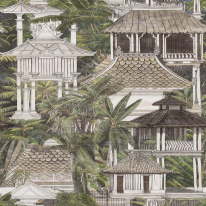 Galerie Horizon Tropical Pavillion Brown Wall Mural - HZ62080M