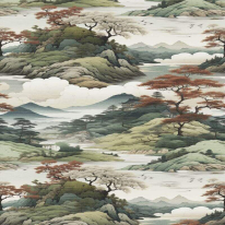 Galerie Horizon Misty Mountains Green Multi Wall Mural - HZ62083M