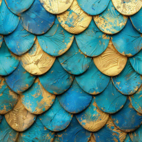 Galerie Horizon Blue Scales Yellow/Blue Wall Mural - HZ62092M