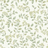 Grandeco Icon Jasmine Floral Trail Sage Wallpaper - IC3014