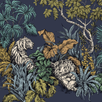 Ohpopsi Roar Bengal Tigers Jungle Inky Wall Mural - ICN50102M