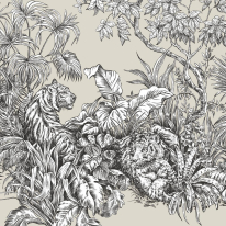 Ohpopsi Roar Bengal Tigers Jungle Linen Wall Mural - ICN50104M