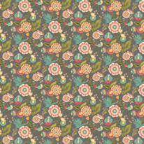 Ohpopsi Ichika Floral Trail Charcoal/Teal Wallpaper - IKA50110W