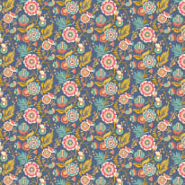Ohpopsi Ichika Floral Trail Royal Blue/Gold Wallpaper - IKA50111W