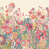 Ohpopsi Ichika Bloom Rhubarb/Cream Wall Mural - IKA50139M