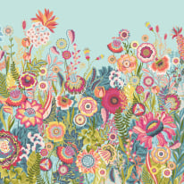 Ohpopsi Ichika Bloom Duck Egg/Coral Wall Mural - IKA50141M