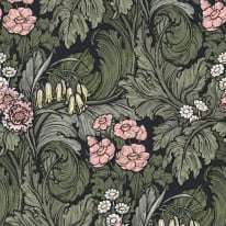Galerie Hedgerovia Floral Pink/Green Wallpaper - LB25138