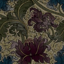 Galerie Morris Major Floral Red Multi Metallic Wallpaper - LB25142