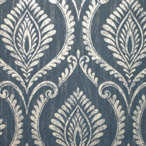 Crown Estelle Damask Navy Glitter Wallpaper - M1758