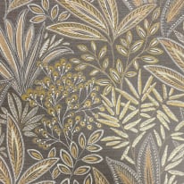 Crown Sahara Leaf Deep Mocha Metallic Wallpaper - M1785