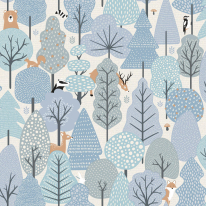 Muriva Wild Wood Blue/Cream Metallic Wallpaper - M51611
