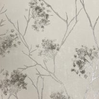 Vymura Sofia Sprig Floral Grey/Silver Metallic Wallpaper - M95673