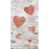 Grandeco Young Edition Brick Heart Grey/Orange Wall Mural - ML2301
