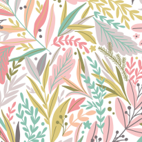 Origin Patterned Leaves Olive/Blush Wall Mural - MUR101