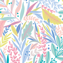 Origin Patterned Leaves Pastel Wall Mural - MUR102