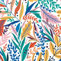 Origin Patterned Leaves Multi Bright Wall Mural - MUR103