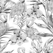 Origin Paradise Flamingo Noir Wall Mural - MUR106