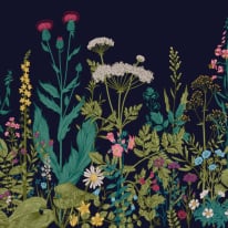 Origin Botanical Fleur Indigo Wall Mural - MUR112