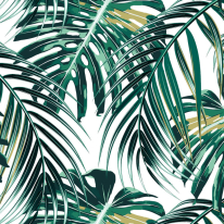 Origin Tropical Leaves Emerald Wall Mural - MUR121