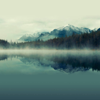 Origin Misty Mountain Lake Ink Wall Mural - MUR125