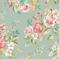 Origin Flowery Duck Egg Wall Mural - MUR130