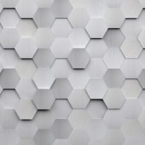 Origin Metal Hexagons Silver Wall Mural - MUR146