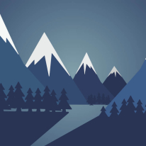 Origin Snowy Mountain Valley Steel Blue Wall Mural - MUR175