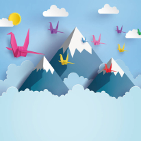 Origin Origami Mountains Powder Blue Wall Mural - MUR176