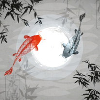 Origin Watercolour KOI Graphite Wall Mural - MUR177