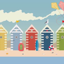 Origin Beach Huts Multi Wall Mural - MUR182