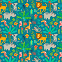 Origin Jungle Animals Teal Wall Mural - MUR184