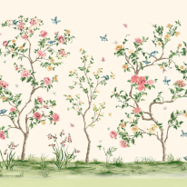Origin Oriental Flower Tree Cream/Red Wall Mural - MUR193
