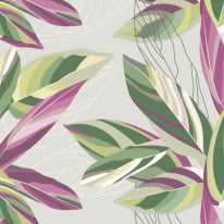 Origin Botanical Calathea Leaves Grey Wall Mural - MUR197