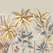 Origin Tropical Palm Trees Grey Wall Mural - MUR199