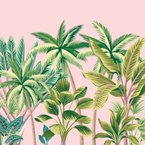 Origin Tropical Palm Trees Pink Wall Mural - MUR200