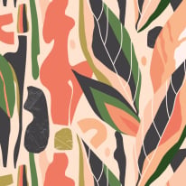 Origin Abstract Leaf Shapes Orange Wall Mural - MUR203