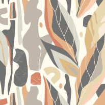 Origin Abstract Leaf Shapes Grey Wall Mural - MUR205