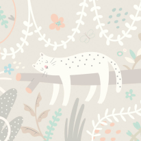 Origin Sleeping Jungle Leopard Grey Wall Mural - MUR210