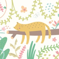 Origin Sleeping Jungle Leopard Green Wall Mural - MUR211