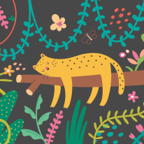 Origin Sleeping Jungle Leopard Black Wall Mural - MUR212