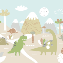 Origin Dinosaur Land Natural/Green Wall Mural - MUR214