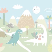 Origin Dinosaur Land Green/Blue Wall Mural - MUR215