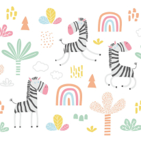 Origin Dancing Zebras White Wall Mural - MUR218