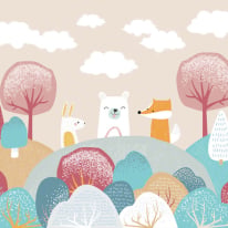 Origin Woodland Friends Orange Wall Mural - MUR220